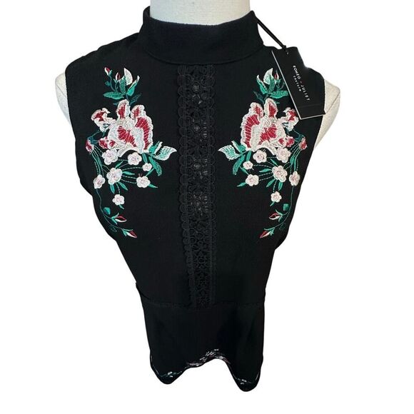 Romeo & Juliet Couture Floral Embroidered Whimsigoth Fairy Mini Dress SZ Large - Picture 5 of 16
